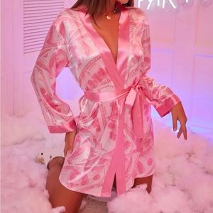 Pink money satin robe